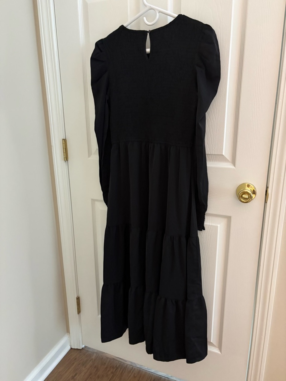 NWT Tiered Black Maxi Dress, Long Sleeve, Size Medium - Picture 4 of 8